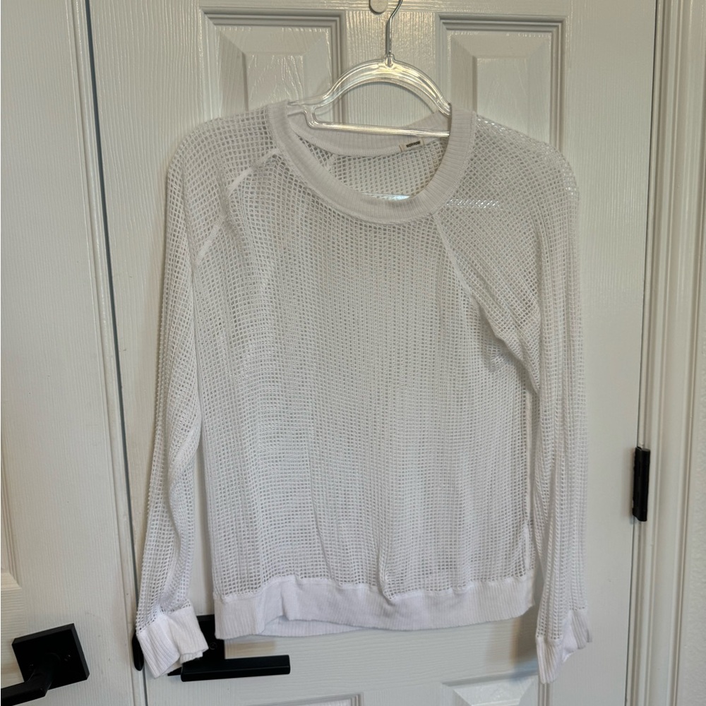 Monrow White Mesh Women's Top